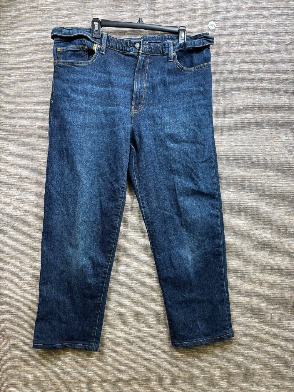 Lands End Square Rigged Jeans Mens Size 40 Blue Traditional Fit Denim Stretch